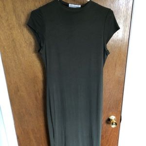 Forest green high neck midi dress stela luce